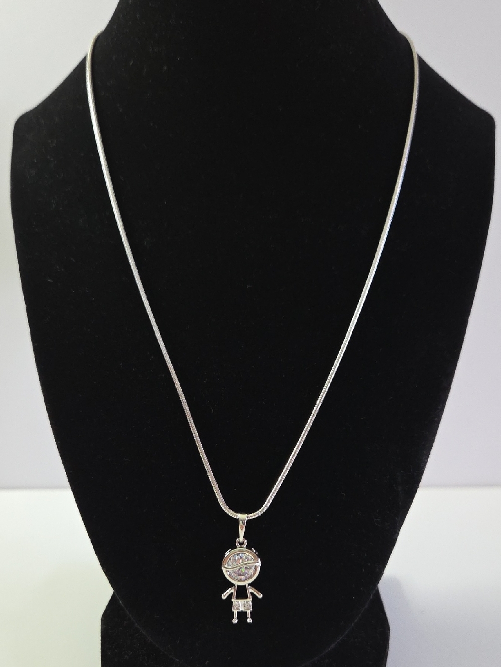 Sterling Silver Girl Charm Pendant Necklace - Silver